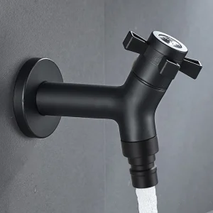 Wall Mounted Outdoor Faucet 304 Stainless Steel Black Corner Washing Machine Tap