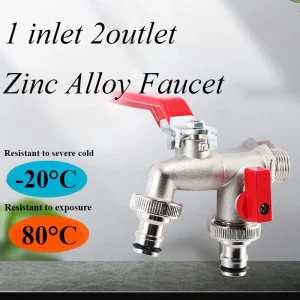Zinc Alloy Dual Outlet Garden Bibcock Outdoor Faucet with 2-Way Splitter for Home Irrigation