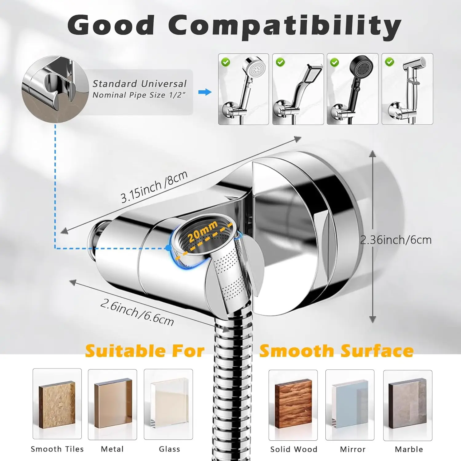 Adjustable Shower Head Holder Self-Adhesive Suction Cup Mount Strong Load Bearing - Image 5