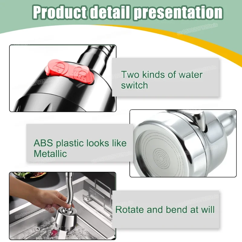Rotatable Faucet Extender with 2 or 3 Modes Water Saving Aerator Kitchen Bathroom Tap - Image 3