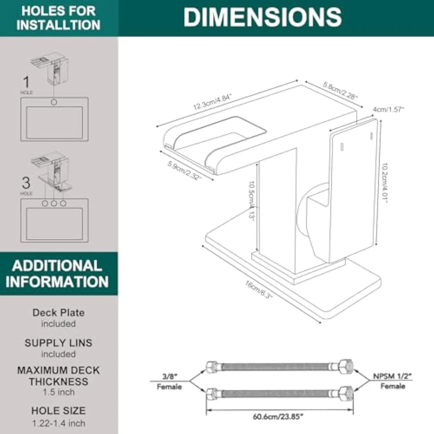 LED Waterfall Bathroom Sink Faucet Single Handle 3-Color Changing Brushed Nickel Tap - Image 4