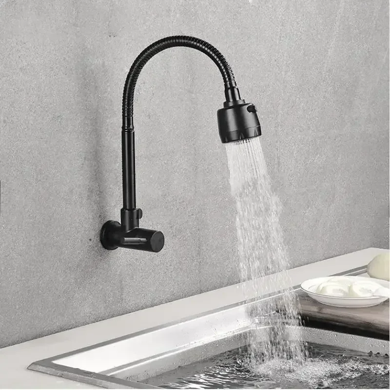 Wall Mounted Stainless Steel Single Handle Basin Faucet with Dual Water Modes - Image 3