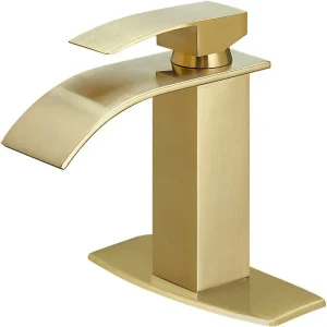 Single Handle Waterfall Bathroom Faucet with Deck Plate and Vessel Basin Mixer Tap