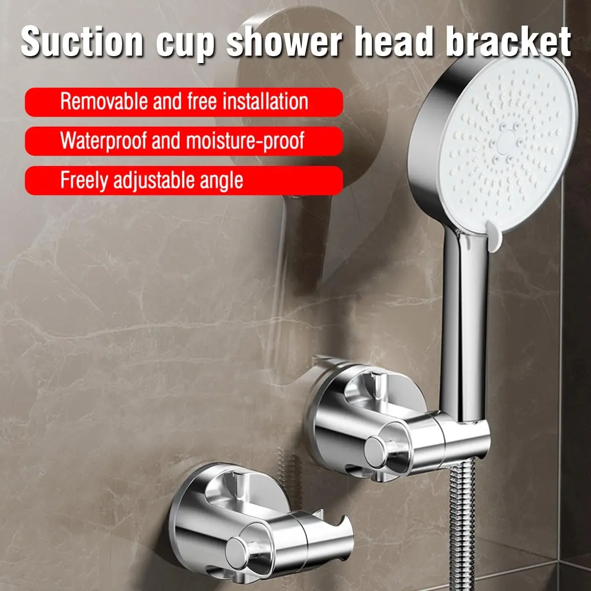 Adjustable Shower Head Holder Self-Adhesive Suction Cup Mount Strong Load Bearing - Image 4