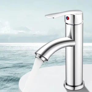 Silver Circular Basin Faucet Hot and Cold Mixer Tap with Complete Installation Accessories