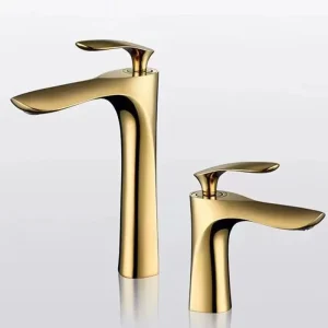 Golden Maple Leaf Design Single Hole Basin Faucet Hot and Cold Mixer Tap